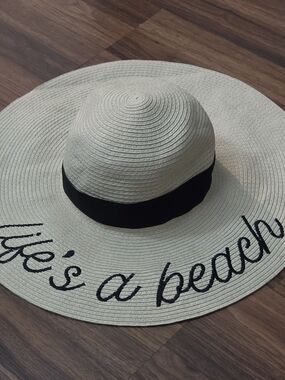 Serra Straw Sun Hat with Black Band and Script